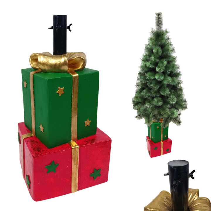 STALAK ZA BOR BOŽIĆNI POKLONI CRVENO-ZELENI 51x25x27 cm - PROMJER NOSAČA 36 mm