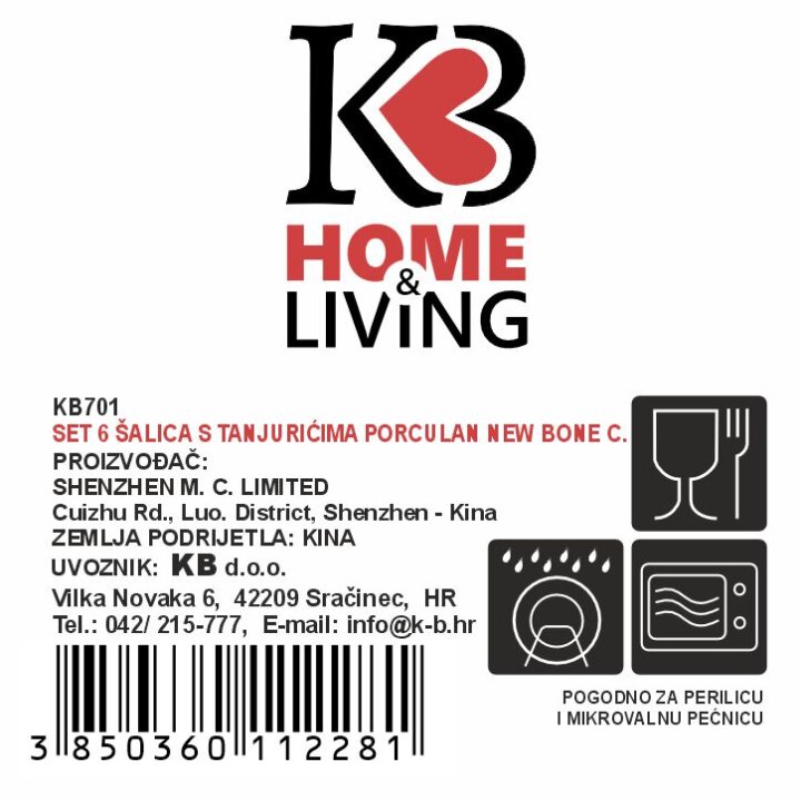 ŠALICE S TANJURIĆIMA NEW BONE PETITE GARDEN PORCULAN DEKORIRANE 6/1 200 mL - VALOVITI RUB