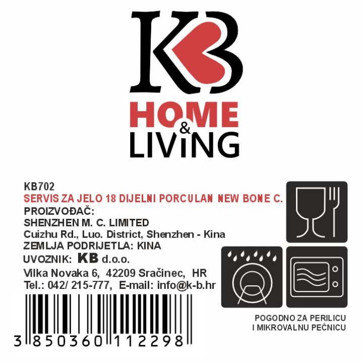 SERVIS ZA JELO 18 DIJELNI NEW BONE PETITE GARDEN PORCULAN DEKORIRANI - VALOVITI RUB
