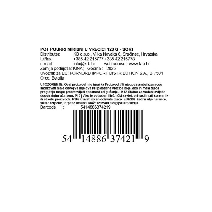 POT POURRI MIRISNI U VREĆICI 120 G - SORT