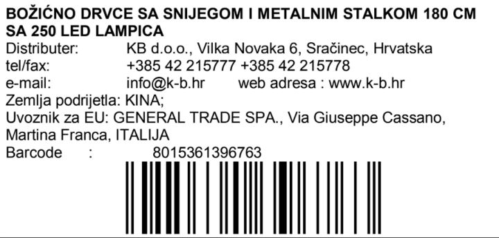 BOŽIĆNO DRVCE SA 250 LED LAMPICA MOUNT EVANS 180 CM