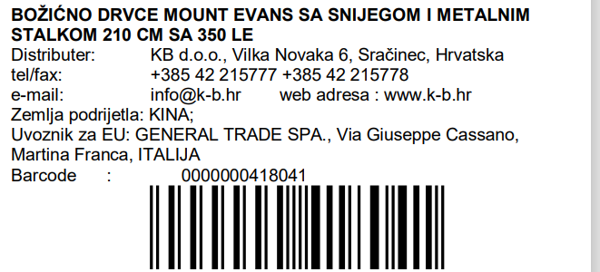 BOŽIĆNO DRVCE SA 350 LED LAMPICA MOUNT EVANS 210 CM