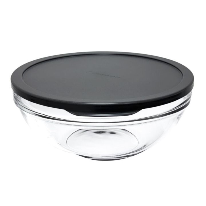 ZDJELA STAKLENA CHEF'S 2,5 L SA PLASTIČNIM POKLOPCEM 23 CM SIVA