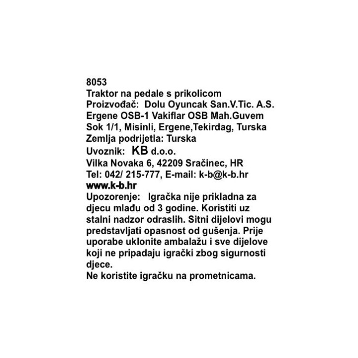TRAKTOR NA PEDALE S PRIKOLICOM ZELENI