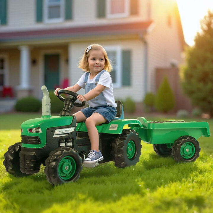 TRAKTOR NA PEDALE S PRIKOLICOM ZELENI