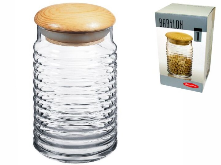 POSUDA ZA DOMAĆINSTVO STAKLENA BABYLON S DRVENIM POKLOPCEM 1125 mL